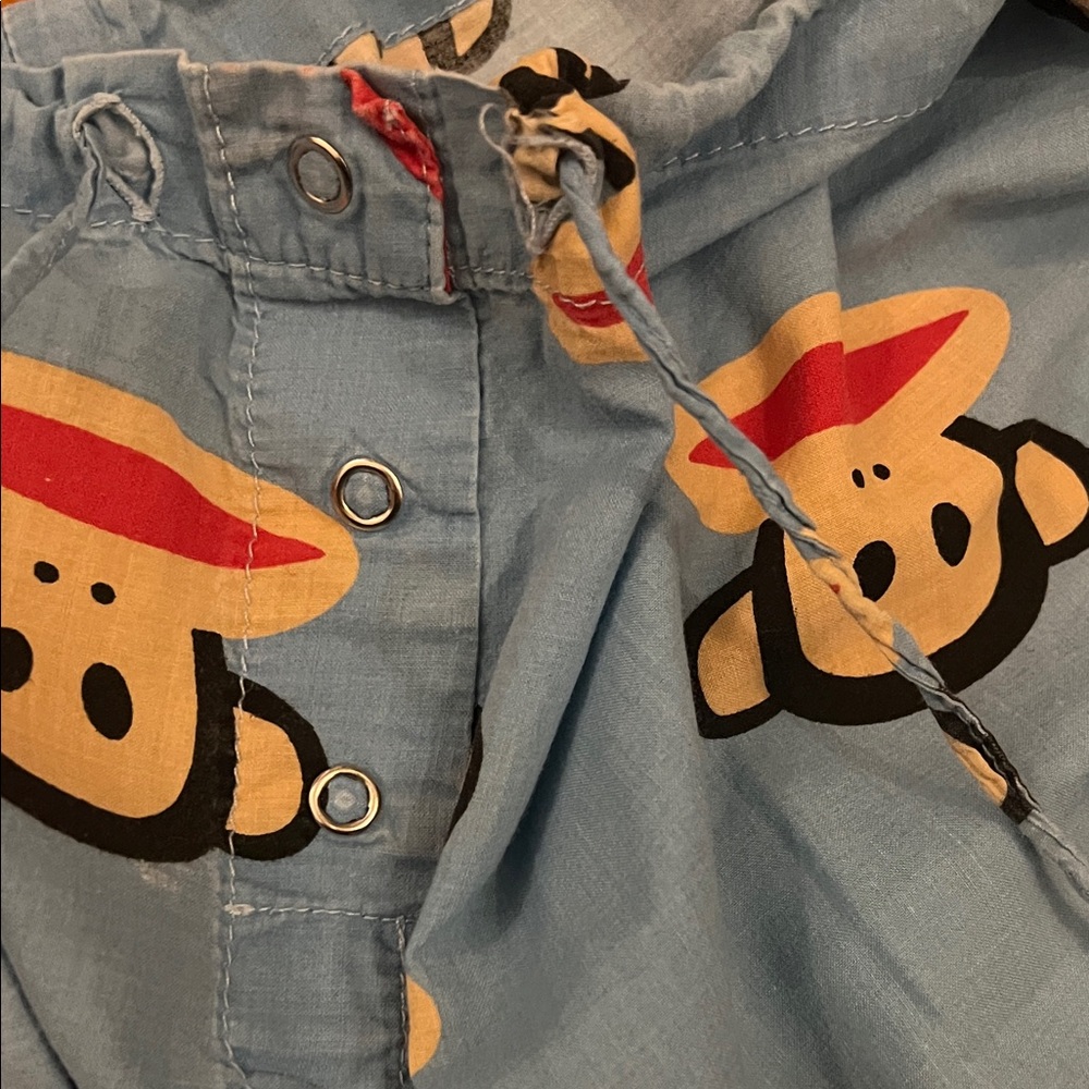 Vintage Paul Frank Lightweight Light Blue Monkey Print Pajama Bottoms L - Picture 5 of 7